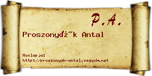 Proszonyák Antal névjegykártya